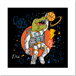 dinosaur t rex playing basketball Posters and Art